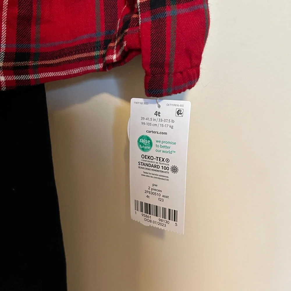 Carter’s 4T 2-Piece Plaid Flannel Top & Legging Set